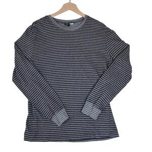 BDG by Urban Outfitters Womens L Striped Thermal Long Sleeve Shirt Gray Black